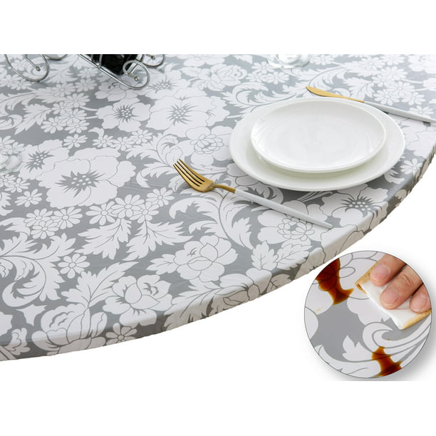 Fitted Vinyl Tablecloth Flannel Backed, Fitted Vinyl Tablecloths For Round Tables