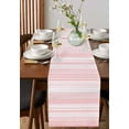 thumbnail image 2 of Pink Stripe Burlap Cotton Table Runner 13x108 Inches Long, Abstract Art Modern Vertical Striped Farmhouse Table Runners, Outdoor Dining Tablecloths Decor for Baby Shower/Party/Wedding, 2 of 6