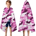 thumbnail image 3 of Purple Pink Camo Classic Shapes Pattern Hooded Bath Towel，50"x30" for Ages 3 To 12 Kids, Quick Dry Lightweight Soft Microfiber Hood Beach Towel Cover Up for Kids, 3 of 7
