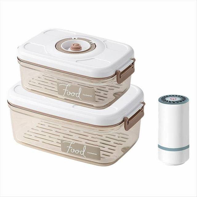 Sellador Al Vacío Automático Inteligente con Sellado Al Vacío, Juego de Recipientes para Almacenamiento de Alimentos, Tarro Sellado con Caja Mantenimiento Fresco Al Vacío 1,2L/2,1L