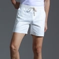 thumbnail image 4 of Lovskoo Shorts for Men Casual Trendy Quarter Drawstring Shorts Elastic Waist Solid Color Shorts Pants White, 4 of 5