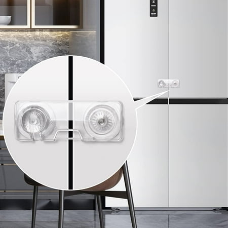 EUDEMON 2 Pack Childproof Refrigerator Lock, Baby Safety French Fridge Door Lock, Freezer Lock, Invisible Cabinet Cupboard Lock for Toddlers, Easy to Install, no Tools Need or Drill(Clear)