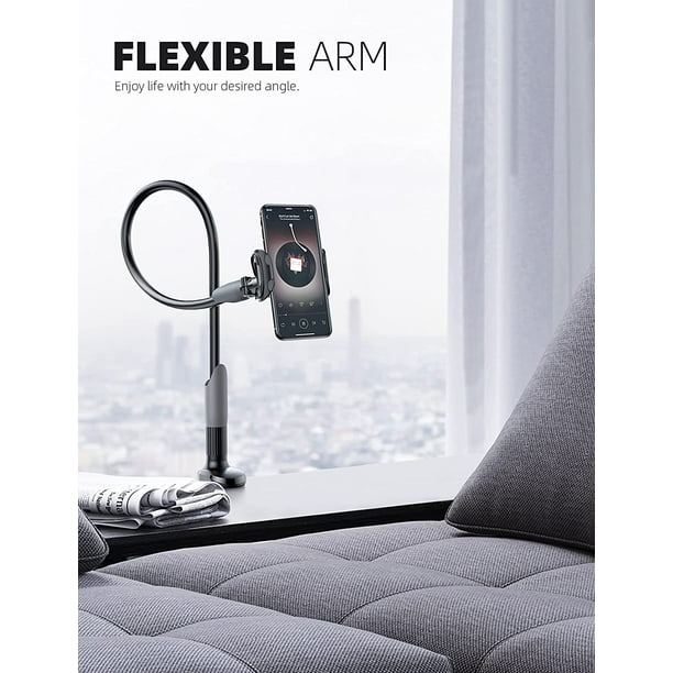 Support de téléphone portable universel flexible à bras longs Support de  téléphone portable pour support mobile de bureau et de lit (blanc et rose)