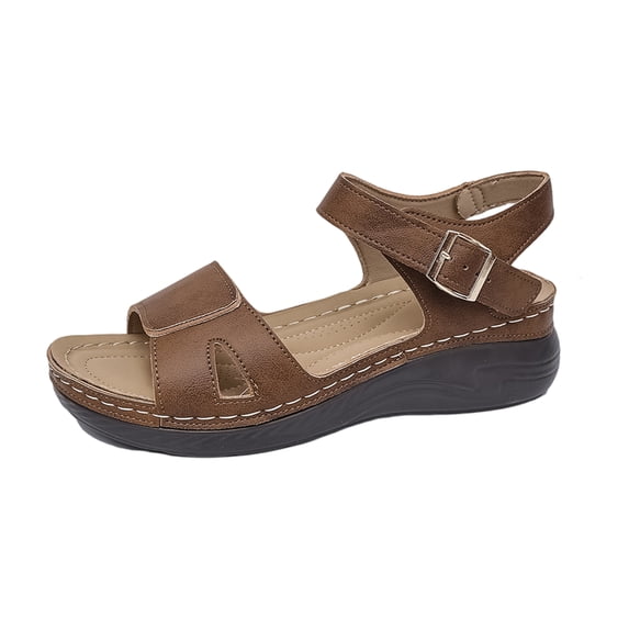 Orthopedic Wedge Sandals for Women 2026 Open Toe Ankle Strap Casual Shoes, Dressy Adjustable Wide Width Platform Sandals with Arch Support, Comfortable Beach Walking Shoes, 41