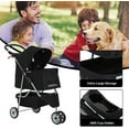 thumbnail image 4 of CL.HPAHKL Folding Dog Stroller, Pet Stroller for Small Medium Dogs & Cats, 3 Wheels Dog Stroller Travel Carrier with Storage Basket & Cup Holder,Black, 4 of 7