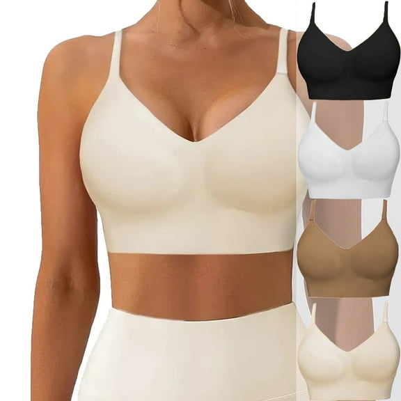 Jelly Bra for Women BWASD No Underwire Wireless Open Back Bralettes Halter Smooth Seamless Full Coverage Push Up Support Lift Comfort Everyday Bra Beige S-XXL