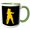 Green/White, variant on 3drose, a Cool Pair of Tango Dancers. Yellow Silhouettes on Black Backdrop, 11oz Two-tone Red Mug