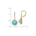 thumbnail image 2 of 2.85 Carat (Ctw) Turquoise Dangling Leverback Earrings in 14K Yellow Gold with Diamonds for Women, 2 of 5