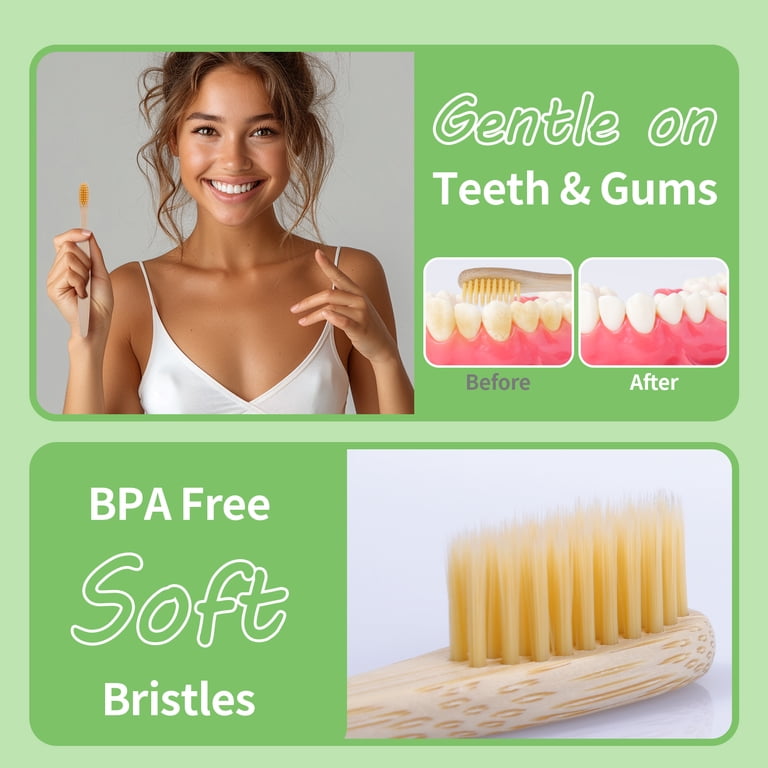 Genkent Bamboo Toothbrushes, 12 Pack Soft Bristles photo 6