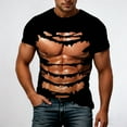 thumbnail image 2 of IWRICH Men's Funny Casual T Shirts Short Sleeve 3D Abs Printed Tees Muscle Tshirts Crewneck Lightweight Tops Black XS, 2 of 4