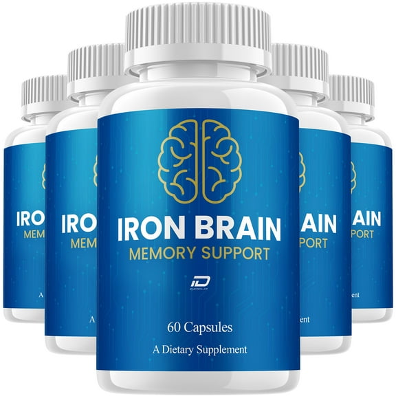 Iron Brain Supplement Capsules – IronBrain Natural Blend Memory Focus Pills, 5 Pack, 300 Capsules