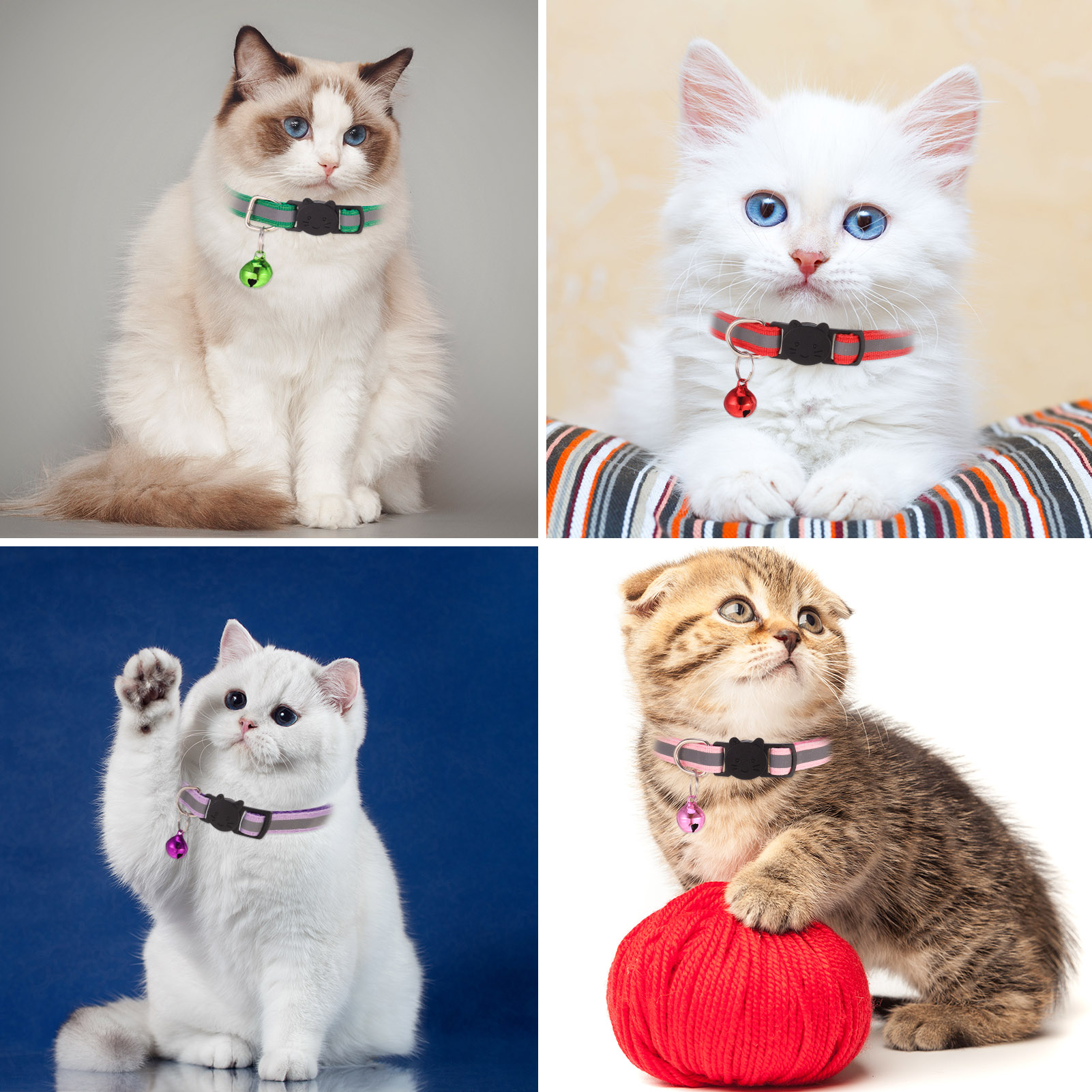 AOWOO Reflective Cat Collar with Bell 12-Pack photo 5