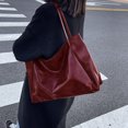 thumbnail image 4 of Bolso Hobo Elegante para Mujer Bolso Informal Gran Capacidad Bolso Tipo Cubo Suave (rojo), 4 of 9