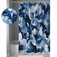thumbnail image 3 of Small Stall Shower Curtain 36x72 Inch Narrow Half Size Navy Blue Spring Floral Bath Curtains Bathroom Decor Summer Flowers Watercolor Waterproof Fabric Shower Curtain Set with Hooks 36 Inch, 3 of 6