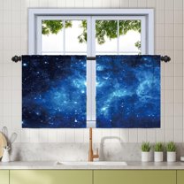 silau 26 x 36 Inch Forest Starry Kitchen Curtains Light Filter Night Rustic Country Farmhouse Cafe Curtains for Window Dining Bathroom Window Treatment Pine Trees Rod Pocket Window Drape 2 Panels