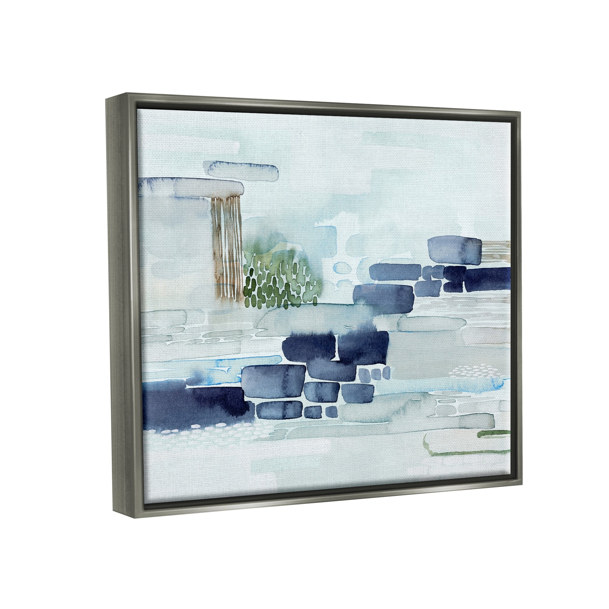 Stupell Industries Modern Abstract Coastal Landscape Organic Blocks Luster Gray Framed Floating Canvas Wall Art, 24x30, by Grace Popp