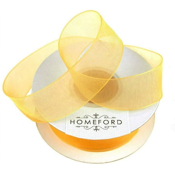 Sheer Organza Ribbon, 7/8-inch, 25-yard, Light Gold