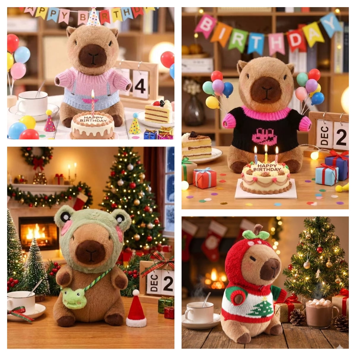 Adorable Capybara Plush Toy with 8/9/10 Fun Outfits & Accessories, 10.2-inch Dress-Up Plush Animal for Kids, Perfect Birthday or Holiday Gift