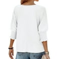 thumbnail image 4 of UVN Crewneck Blouse for Women Summer 3/4 Sleeve T-Shirts Casual Tees Ladies Loose Tops, 4 of 8