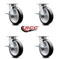 thumbnail image 2 of 8 Inch Kingpinless Rubber on Aluminum Wheel Swivel Caster Set with Brakes SCC, 2 of 2
