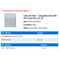 thumbnail image 2 of Cabin Air Filter - Compatible with 2009 - 2019 Ford Flex 3.5L V6 2010 2011 2012 2013 2014 2015 2016 2017 2018, 2 of 2