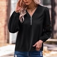 thumbnail image 1 of Jersey Con Cuello En V Top Jersey Con Cremallera 1/4 Jersey De Manga Larga Para Mujer Jersey Top Casual Con Cuello En V Jersey Top Jersey Con Cuello En V Top Hueco Manga Larga ANGGREK Negro S, 1 of 6