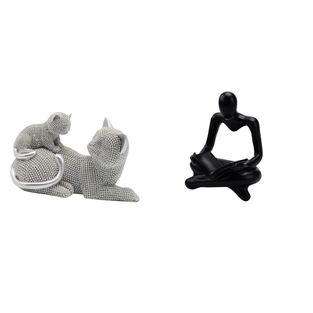 Figura de escritorio,Estatua de gato,linda estantería,escritorio,decoración del hogar,Figura decorativa creativa para la oficina y el hogar.,Figura de pensador abstracto,Estatua de pensador