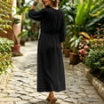 thumbnail image 4 of Gytharion Women's Swing Dresses Round Neck Comfortable Stylish Casual Dresses Three Quarter Sleeve Versatile Midi Dresses with Pockets, 4 of 5
