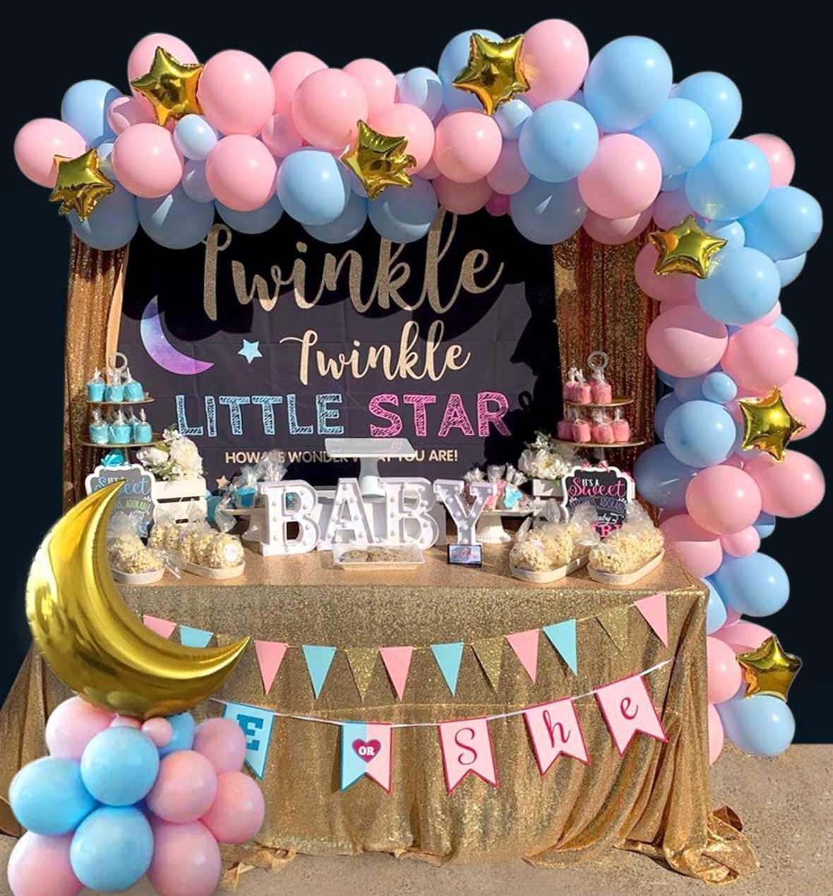 Rose Gold Balloons Baby Shower Gender Reveal Party Decor Set Foil Letter Balloon