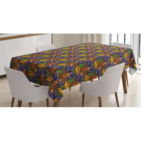 

Floral Tablecloth Vibrant Flowers Botany Mother Earth Tropicana Exotic Funky Vibes Pattern Rectangle Satin Table Cover for Dining Room and Kitchen 60 X 84 Marigold Violet Purple by Ambesonne