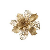 BinKFF 5.7’’ Small Velvet Christmas Flowers 1 Pcs Artificial Poinsettia Flower Ornaments Glitter Christmas Tree Flowers Big Xmas Tree Wreath New Year Party Wedding Decorations