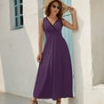 thumbnail image 5 of Dark Purple Dress Summer Street Style Bohemia Long Dresses Female Sleeveless Printed Maxi Dress, 5 of 9