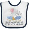 thumbnail image 3 of Inktastic My Memaw Loves Me to the Moon and Back Elephants in Clouds Boys or Girls Baby Bib, 3 of 4