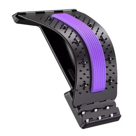Back Stretcher with Lumbar Support for Back Pain Relief - Dual-Sided 3-Level Adjustable Spinal Decompression & Cracker Device （purple）