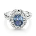 thumbnail image 2 of Gem Stone King 2.26 Ct Oval Cassiopeia Mystic Topaz 925 Sterling Silver Halo Engagement Ring (Size 5), 2 of 3