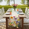 thumbnail image 4 of Spring Colorful Floral Table Runner, Yellow Purple Pastoral Flowers Washable Cotton Linen Table Runners 36 Inches Long, Dresser Scarf Runner for Nightstand/End Tables/Round Tables 13''x36'', 4 of 9