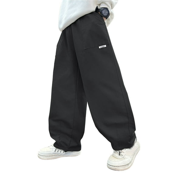 Boys Pants Wide Leg Jeans Boys Kids Summer Casual Cargo Pants Solid Color Loose Sweatpants Trousers For Sports Activewear(4 12 Years)