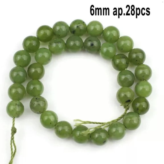 HOOUN Natural Green Canada Jade Faceted Round Loose Beads For Jewelry Making DIY 15''-type 07 6mm