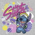 thumbnail image 2 of Junior's Lilo & Stitch Colorful 90s Retro Stitch Sweatshirt Heather Gray Small, 2 of 2