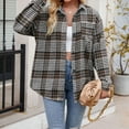 thumbnail image 4 of Towmus Womens Flannel Plaid Shirts Roll Up Long Sleeve Mid-Long Casual Boyfriend Shirts with Pockets, 4 of 9