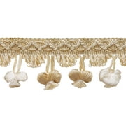 2" (5cm) Imperial Collection Scroll Gimp and Scalloped Loop onion Tassel Fringe Trim # NT2503,, Seashell Ivory #5055 (White Ivory, Off White) Sold By The Yard (36"/3 ft/0.9m)