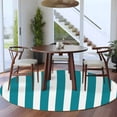thumbnail image 4 of 8ft Round Rug, Teal Striped Non-Skid Rubber Backing Large Area Rugs - Living Room Bedroom Home Office, Simple Art Vertical Stripe Farmhouse Indoor Floor Mat Carpets Washable Rug, 4 of 9