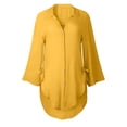 thumbnail image 5 of Only Moment Tops for Women Long Sleeve V Neck Bamboo Nodes Cotton Spring Fall Casual Button Up Crop Blouses Sexy Lapel Tops with Pocket Yellow,M, 5 of 6