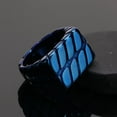 thumbnail image 2 of PAMTIER Men's Stainless Steel Retro Personality Punk Cool 14MM Twist Chain Stripe Pattern Biker Ring Hip Hop Statement Band Blue Size 12, 2 of 4