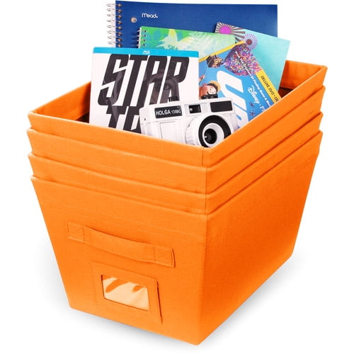 Mainstays 4 Pack Bins, Competitive Orange