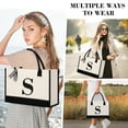 thumbnail image 2 of Personalized Initial Tote Bag, Large Capacity Canvas Beach Bag with Makeup Bag for Women, Valentine's Day Gifts & Birthday Gift Initial Tote Bag with Comfortable Handle for Wife Mom Teacher Friend, 2 of 7