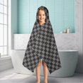 thumbnail image 6 of Gray and Black Checkerboard Pattern Hooded Bath Towel，50"x30" for Ages 3 To 12 Kids, Quick Dry Lightweight Soft Microfiber Hood Beach Towel Cover Up for Kids, 6 of 7