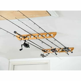 Organized Fishing Solid Pine Horizontal Ceiling Rack For Fishing Rod Storage Holds Up To 9 Fishing Rods Cpr 009