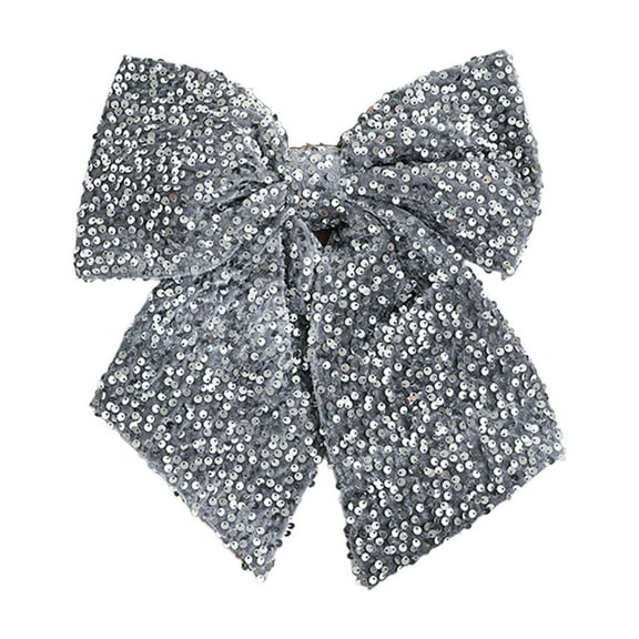 Velvet Glitter Bow Ornament, Fabric Christmas Tree Topper with Sequins, Hanging Decoration for Gifts, Chairs, Weddings