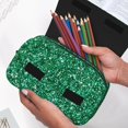 thumbnail image 7 of Hirioo Green Glitter for Large Grid Mesh Pencil Case with Zipper Stationery Organizer Case, 7 of 7